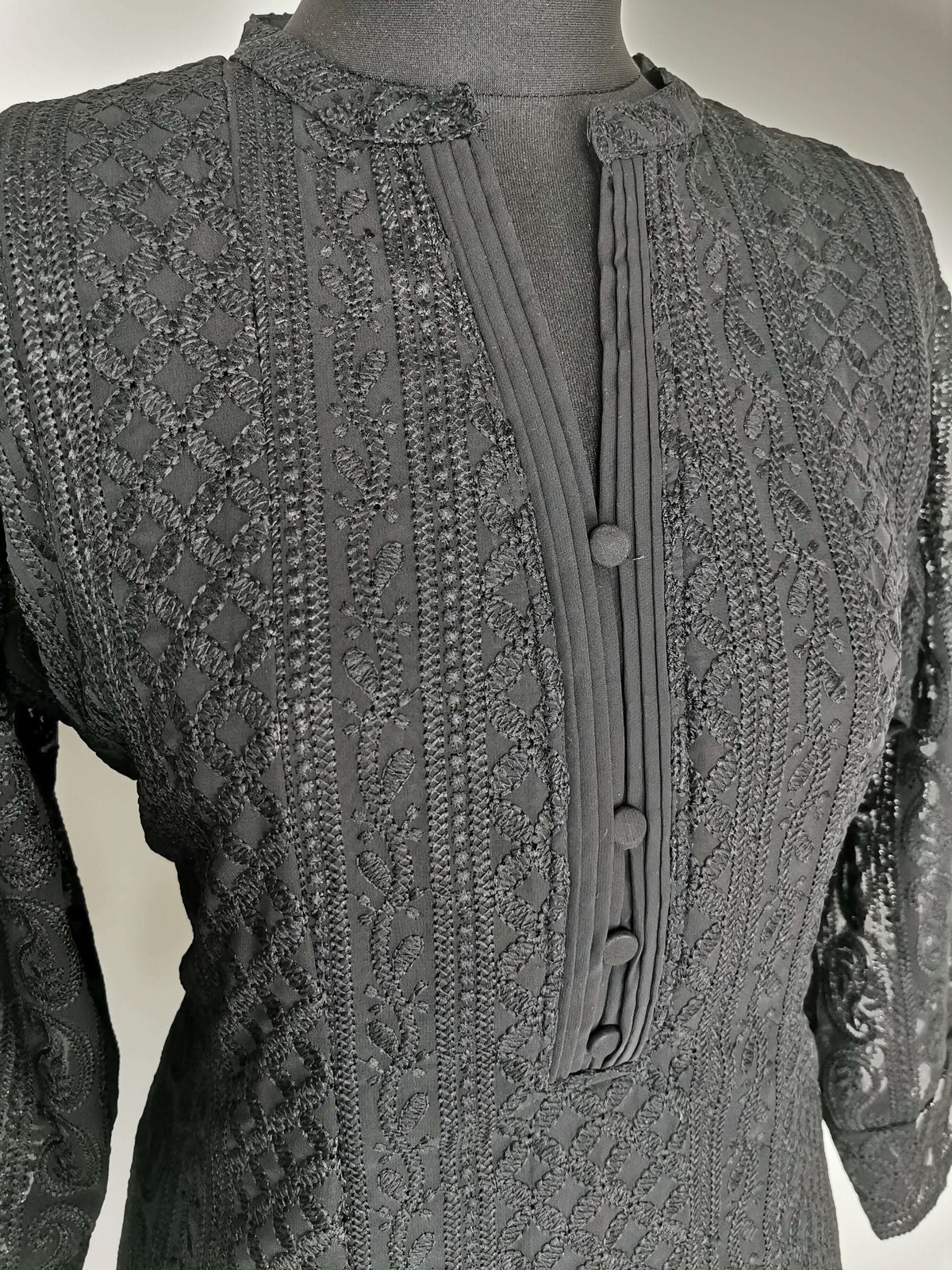 Black Chikankari A-Line Kurti Sizes 8-22
