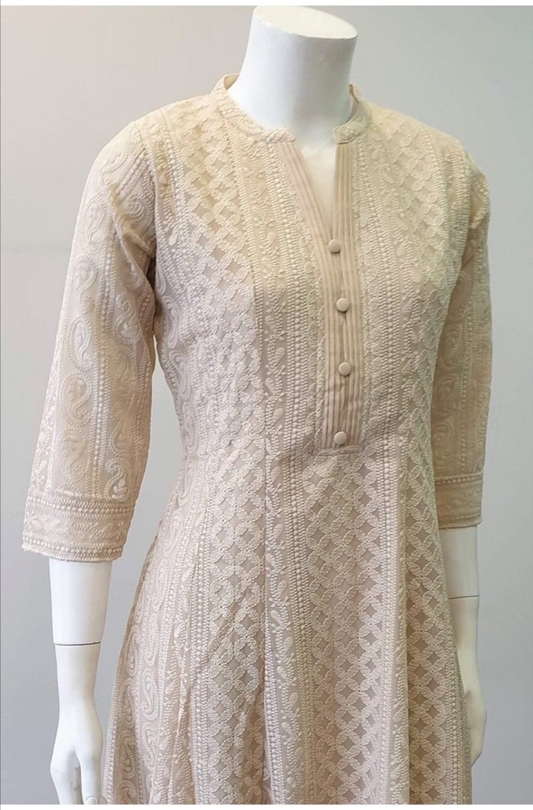 Blue-Grey Chikankari A-Line Kurti Dress Sizes 8-22