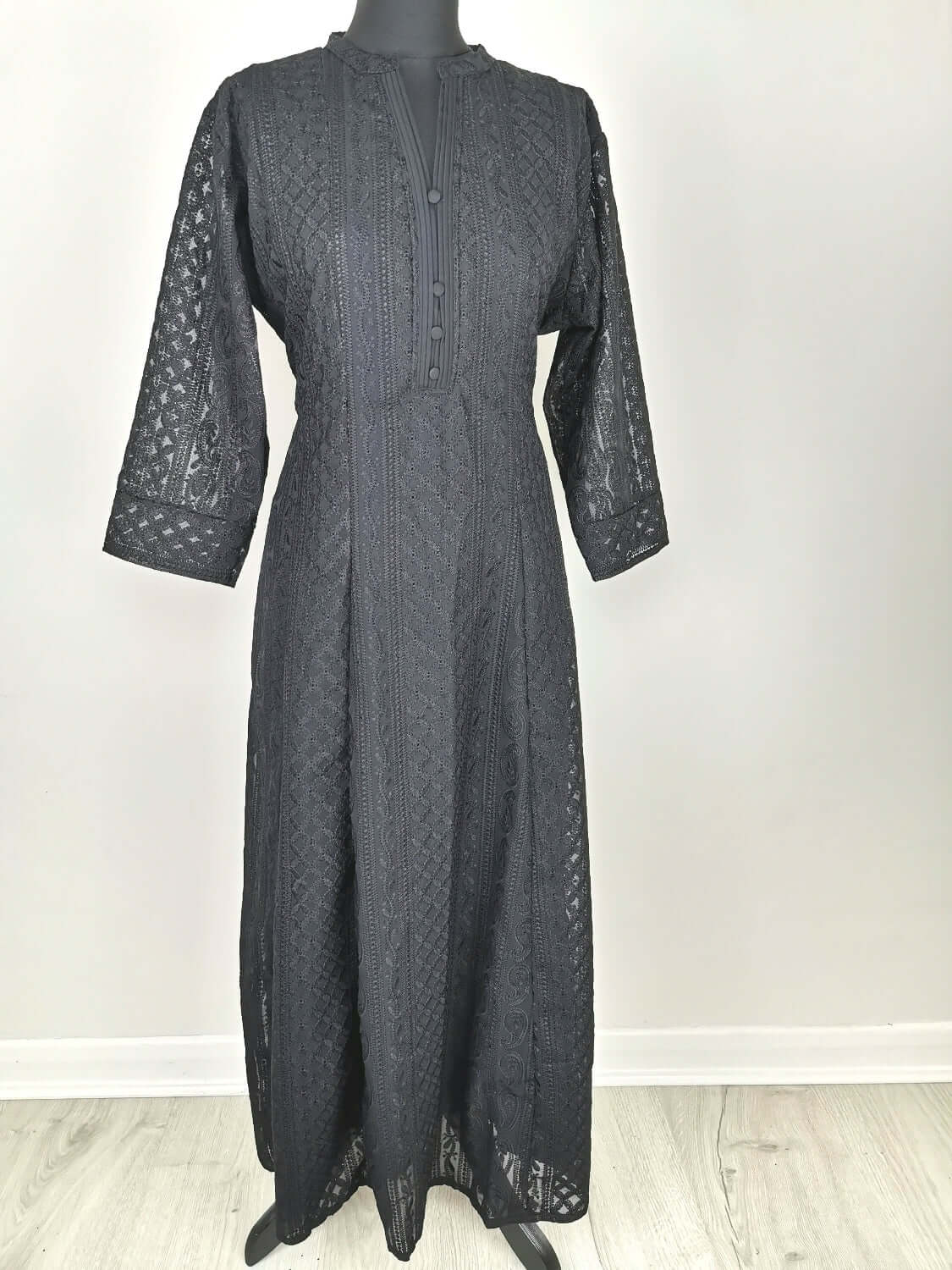 Black Chikankari A-Line Kurti Sizes 8-22